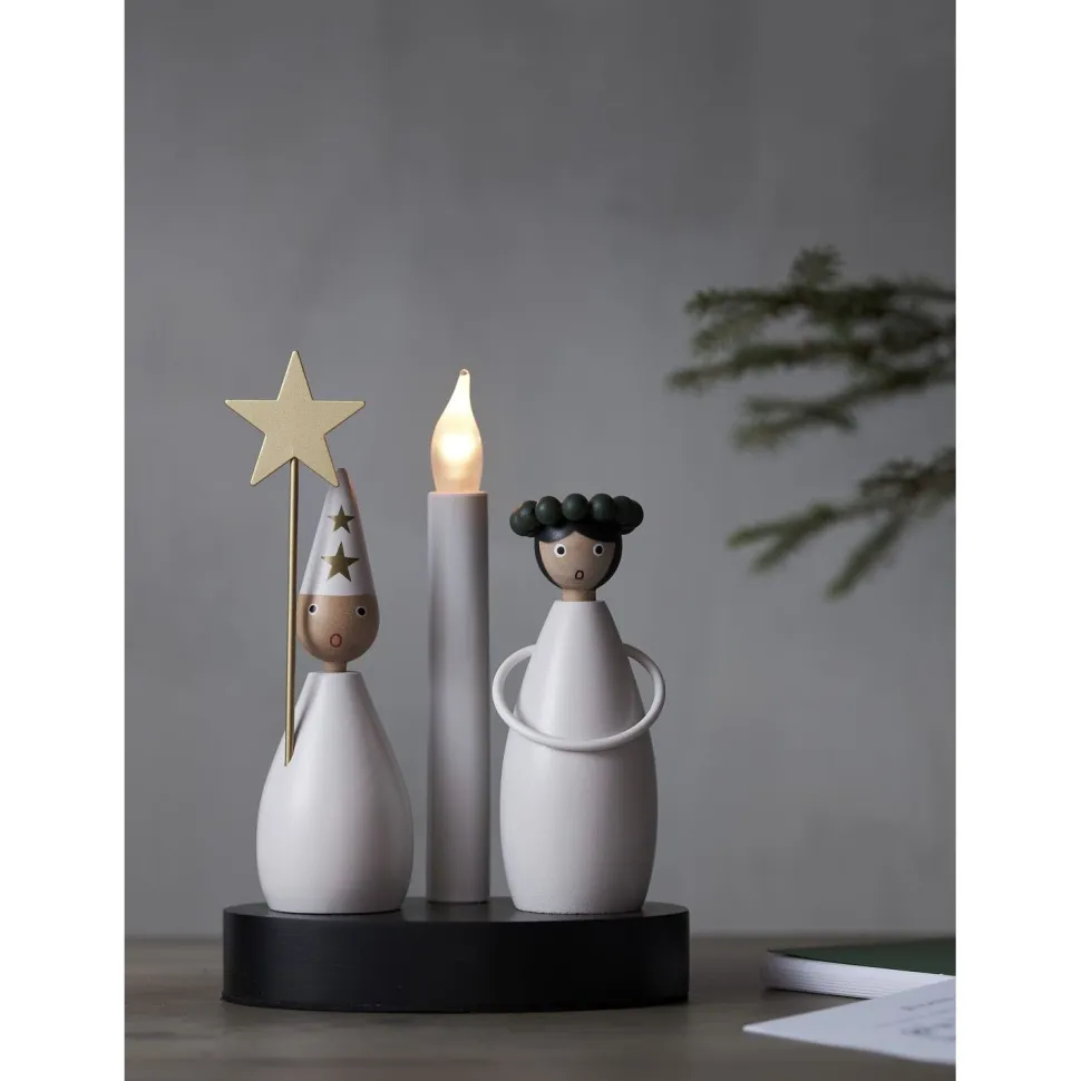 Kynttelikkö Star Trading Christmas Joy Lucia, 16x10x21cm, valkoinen