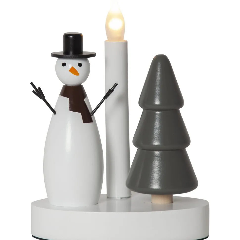 Kynttelikkö Star Trading Christmas Joy Snowman, 16x10x21cm, valkoinen