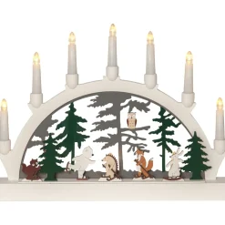 Kynttelikkö Star Trading Forest Friends, 450x50x330mm,valkoinen/moniväri