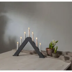 Kynttelikkö Star Trading Jarve, 7-osainen, 41cm, grafiitinharmaa