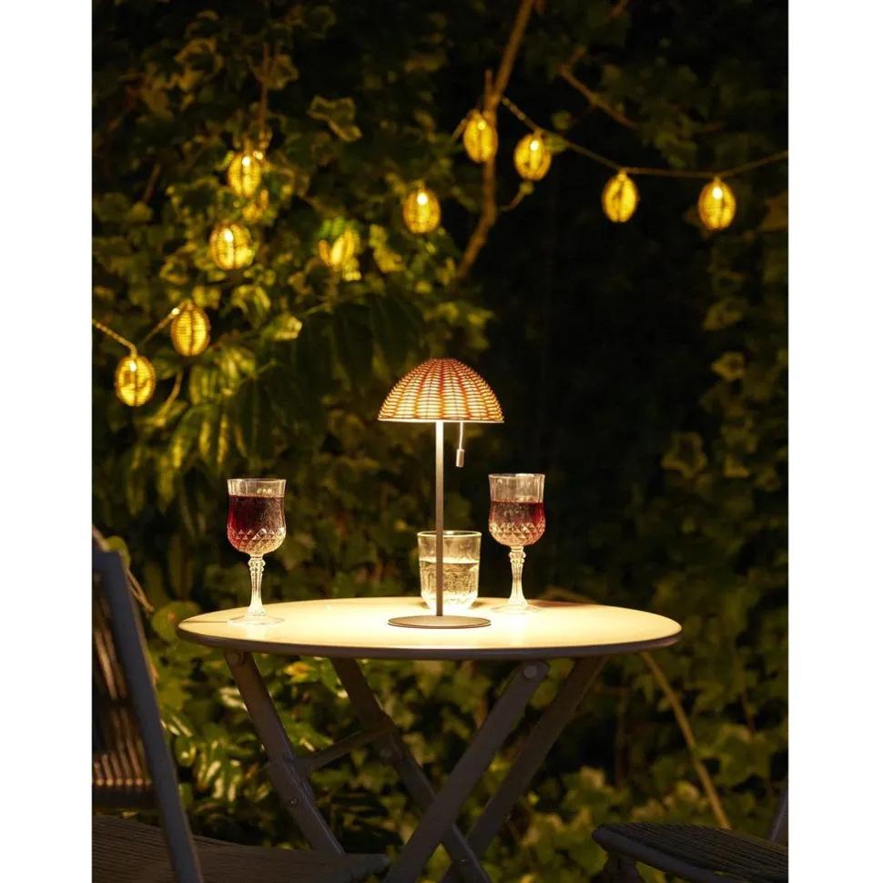Ladattava LED-pöytävalaisin House Nordic Wigan, ulkokäyttöön, IP44, 3.7V, 1500mAh, ruskea