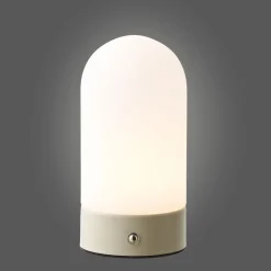 Ladattava pöytävalaisin House Nordic Ashford, ø9cm, IP20, 3.7V, 1200mAh, beige/valkoinen