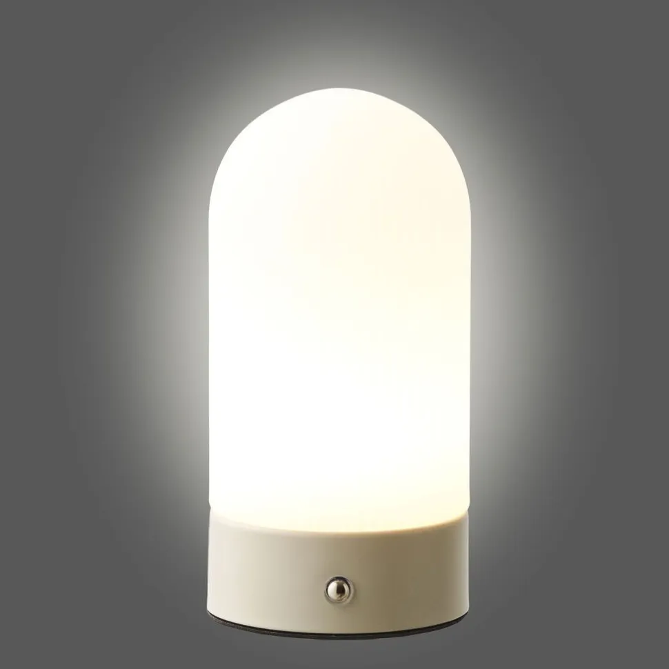 Ladattava pöytävalaisin House Nordic Ashford, ø9cm, IP20, 3.7V, 1200mAh, beige/valkoinen