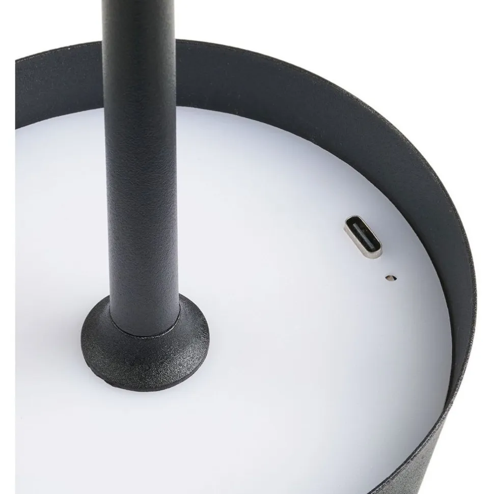 Ladattava pöytävalaisin House Nordic Bradford, ø10cm, IP20, 3.7V, 1800mAh, musta metalli