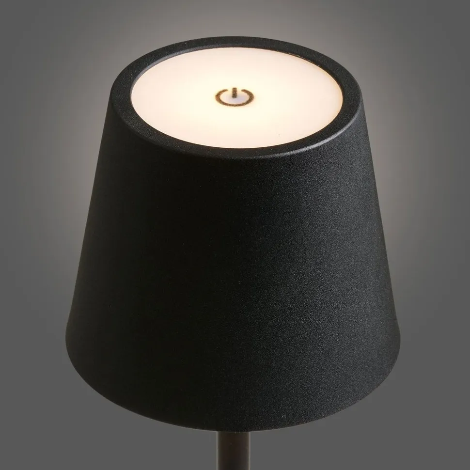 Ladattava pöytävalaisin House Nordic Bradford, ø10cm, IP20, 3.7V, 1800mAh, musta metalli