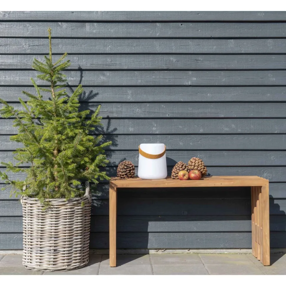 Ladattava pöytävalaisin House Nordic Bristol, ø17cm, sisä- ja ulkokäyttöön, valkoinen/ruskea