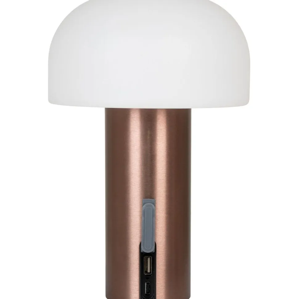 Ladattava pöytävalaisin House Nordic Soham, ø15cm, sisä- ja ulkokäyttöön, kupari/valkoinen