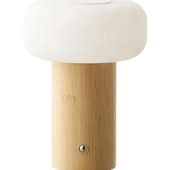 Ladattava pöytävalaisin House Nordic Stafford, IP20, 3.7V, 1200mAh, bambu/valkoinen