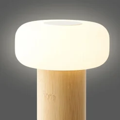 Ladattava pöytävalaisin House Nordic Stafford, IP20, 3.7V, 1200mAh, bambu/valkoinen