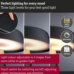 Ladattava pöytävalaisin Paulmann Lirox IP44 White Switch, musta/samppanja