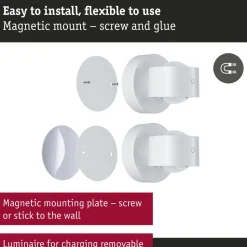Ladattava seinävalaisin Paulmann Zorik LED IP44 100mm 2700K 2x1.1W, himmennettävä