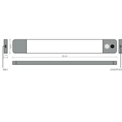 Ladattava valaisin Savo Moli sensorilla 300x40mm 2.5W 4000K magneettikiinnitys alumiini