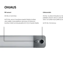 Ladattava valaisin Savo Moli sensorilla 300x40mm 2.5W 4000K magneettikiinnitys alumiini