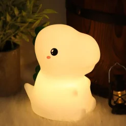 Lasten pöytävalaisin FocusLight Dino RGB ladattava valkoinen