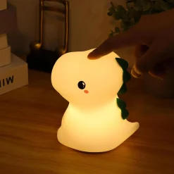 Lasten pöytävalaisin FocusLight Dino RGB ladattava valkoinen