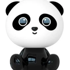 Lasten yöpöytävalaisin Lucide Dodo Panda, 1x3W, 3 StepDim, musta/valkoinen
