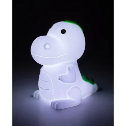 Lasten yöpöytävalaisin Rabalux Dinoo 14cm, RGB, ladattava, valkoinen/moniväri