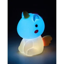 Lasten yöpöytävalaisin Rabalux Unicoo 14cm, RGB, ladattava, valkoinen/moniväri