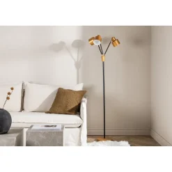 Lattiavalaisin Venture Home Vifta, 178cm, 3-osainen, musta/messinki