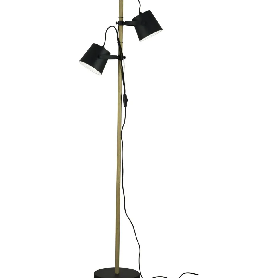 Lattiavalaisin Aneta Lighting Espresso 2-osainen suunnattava mattamusta/puu