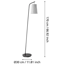 Lattiavalaisin Eglo Alsager, 170cm, E27, 40W, IP20, vaaleanharmaa