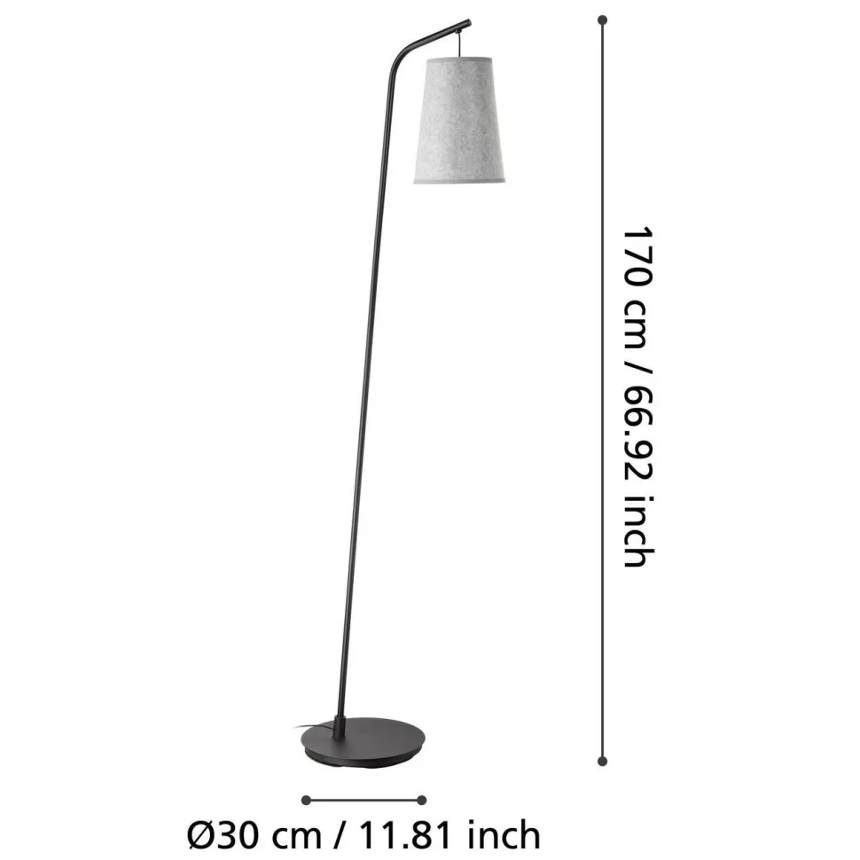Lattiavalaisin Eglo Alsager, 170cm, E27, 40W, IP20, vaaleanharmaa