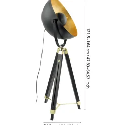 Lattiavalaisin Eglo Covaleda 164cm E27 musta/kulta