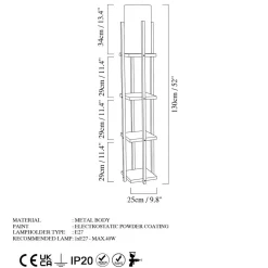 Lattiavalaisin hyllyköllä Linento Lighting 8120, 130cm, kulta/valkoinen