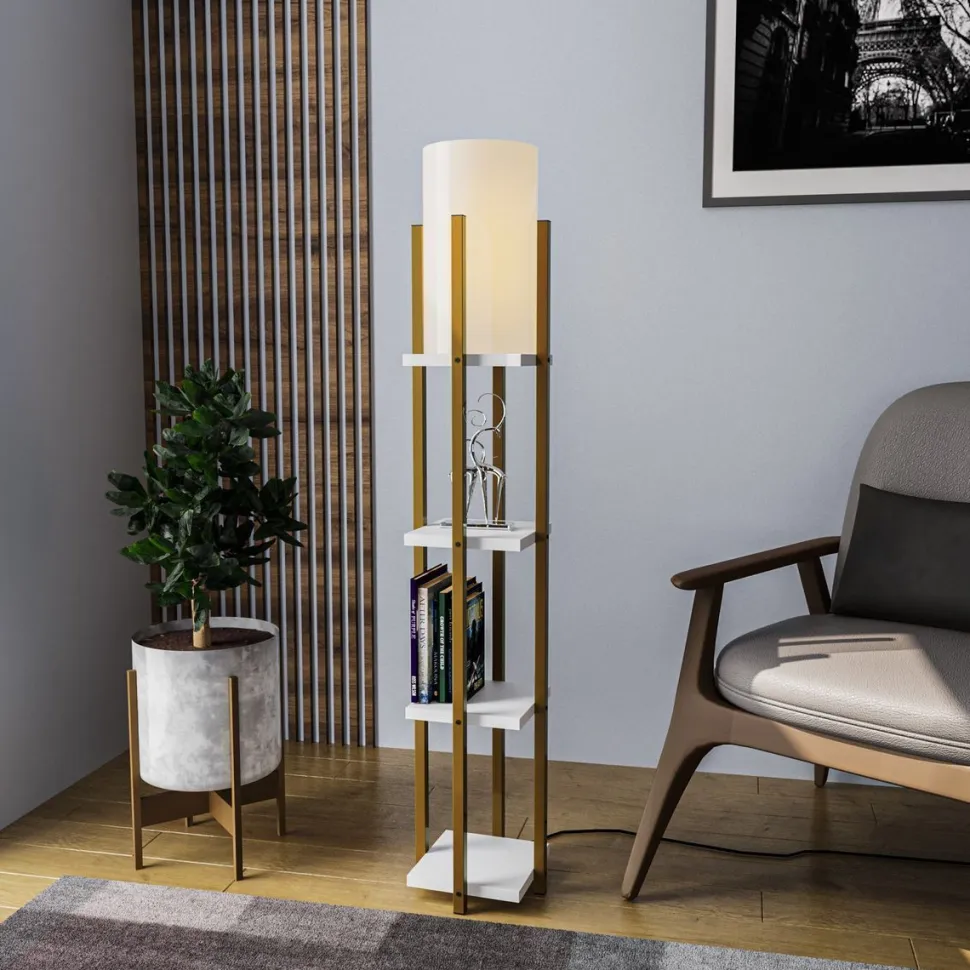 Lattiavalaisin hyllyköllä Linento Lighting 8120, 130cm, kulta/valkoinen