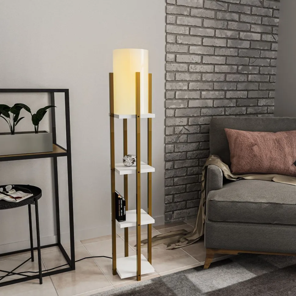 Lattiavalaisin hyllyköllä Linento Lighting 8120, 130cm, kulta/valkoinen