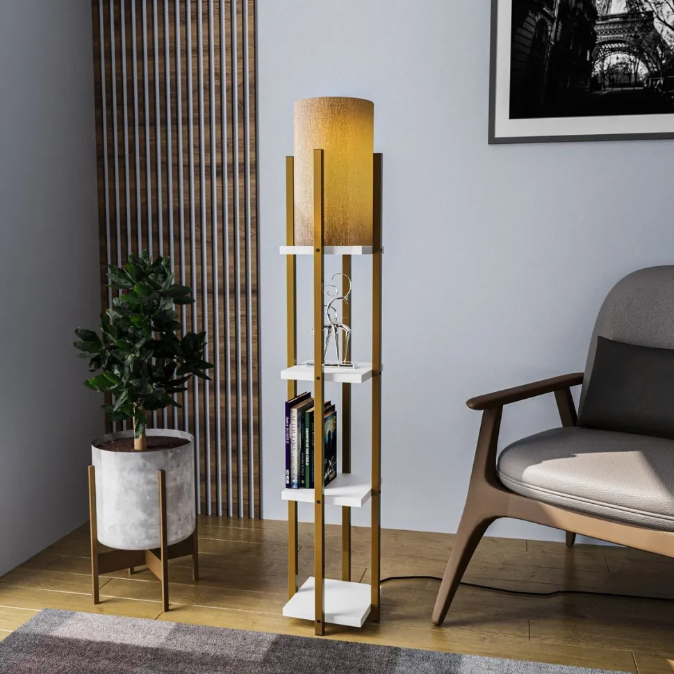 Lattiavalaisin hyllyköllä Linento Lighting 8120, 130cm, kulta/valkoinen