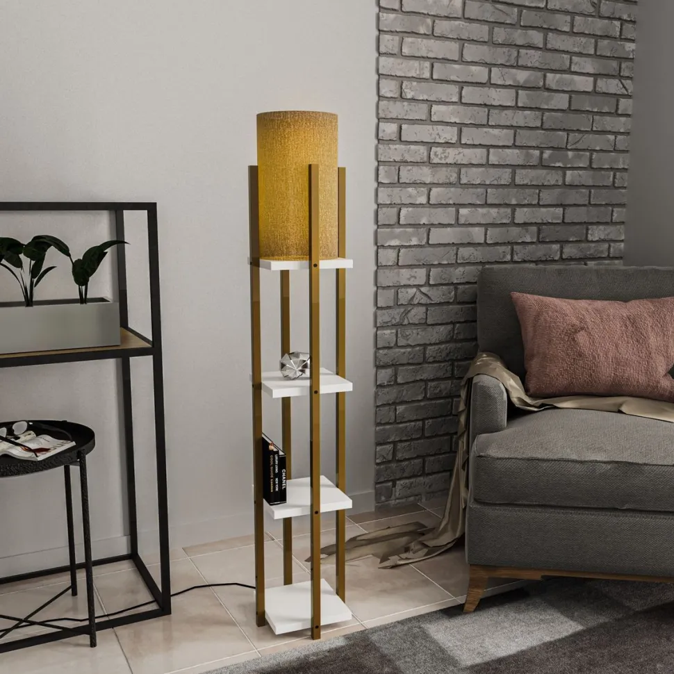 Lattiavalaisin hyllyköllä Linento Lighting 8120, 130cm, kulta/valkoinen