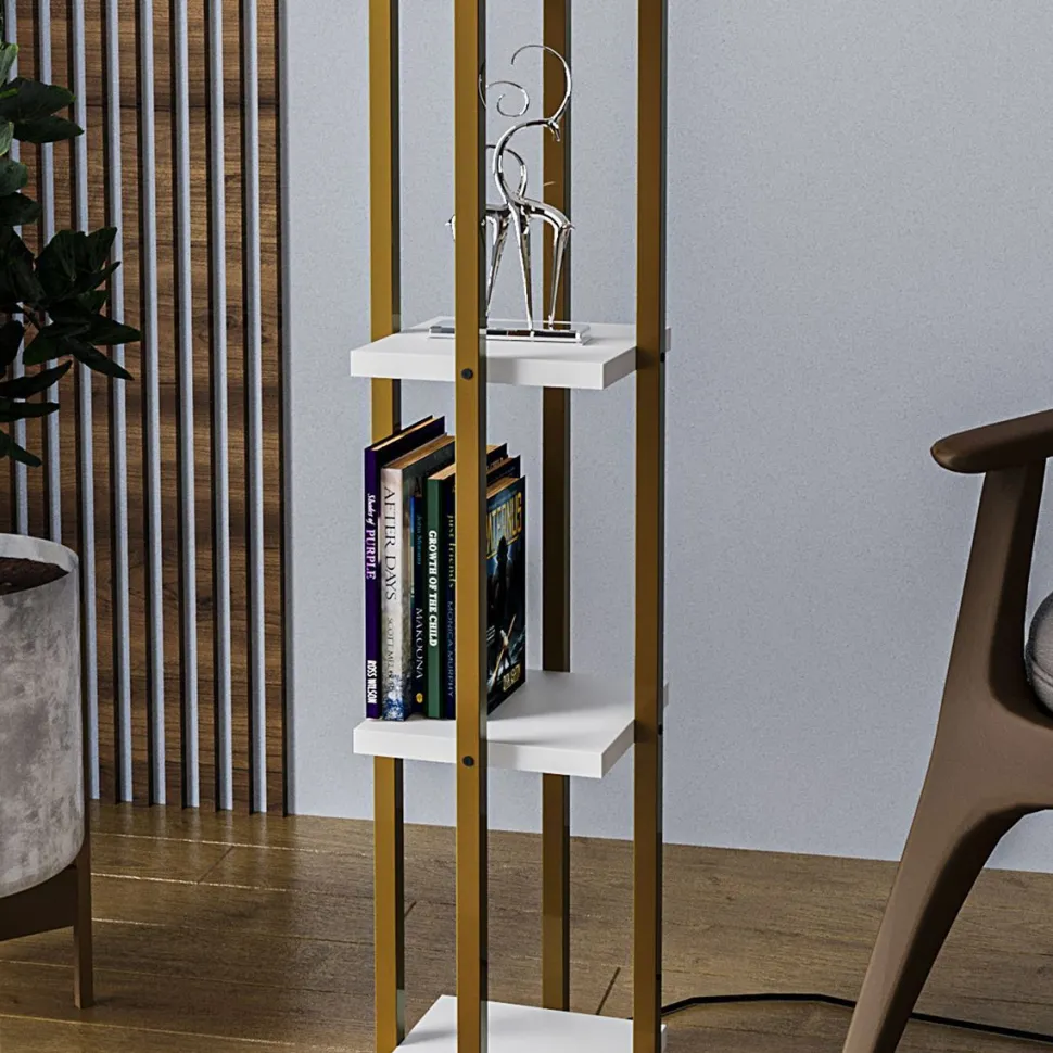 Lattiavalaisin hyllyköllä Linento Lighting 8120, 130cm, kulta/valkoinen