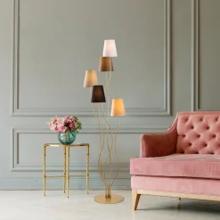 Lattiavalaisin Linento Lighting Bonibon 160 cm 5-osainen kulta/beige