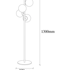 Lattiavalaisin Linento Lighting Faze 130 cm 4-osainen kulta/kirkas