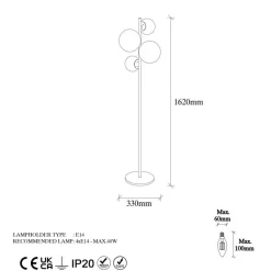 Lattiavalaisin Linento Lighting Fazli 162 cm 4-osainen kulta