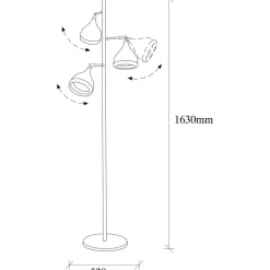 Lattiavalaisin Linento Lighting Mint 163 cm 3-osainen musta/kupari