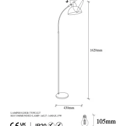 Lattiavalaisin Linento Lighting Varzan 162 cm musta