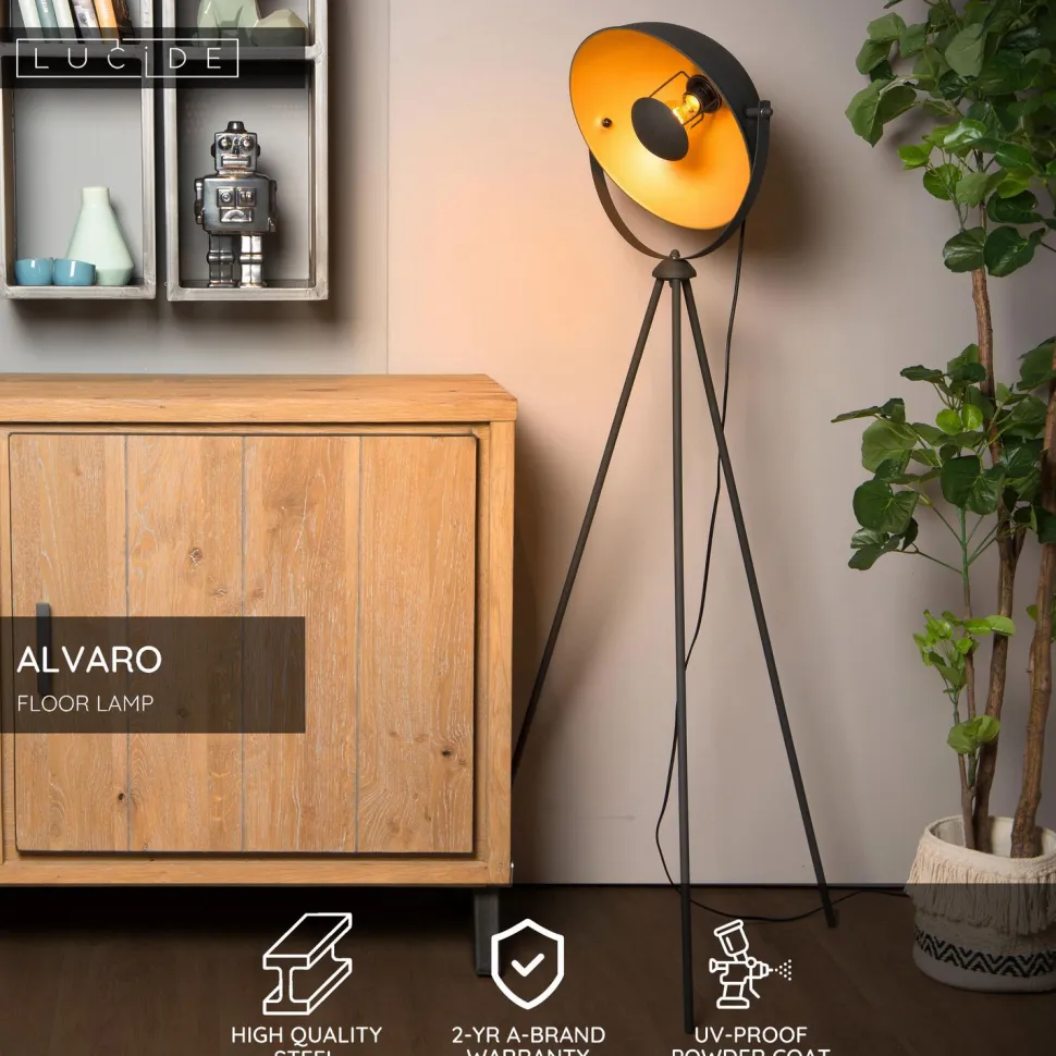 Lattiavalaisin Lucide Alvaro, 34.5x66.5cm, IP20, musta