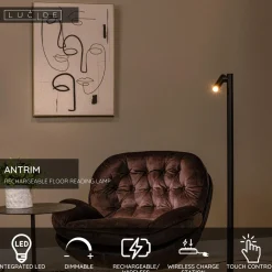 Lattiavalaisin Lucide Antrim, 20x20cm, IP54, 2.2W, musta