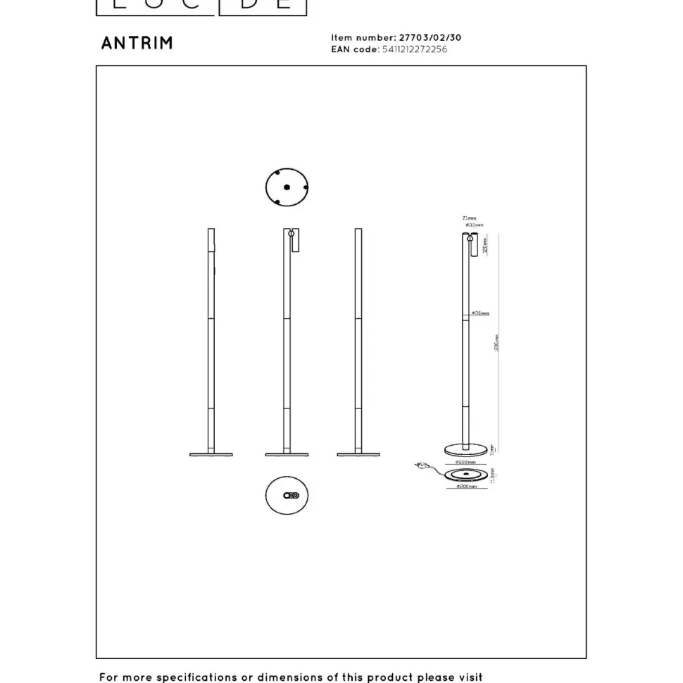 Lattiavalaisin Lucide Antrim, 20x20cm, IP54, 2.2W, musta