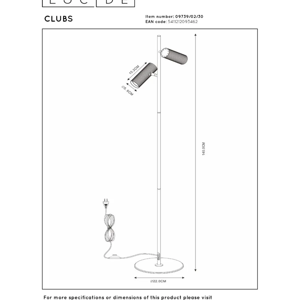Lattiavalaisin Lucide Clubs, 22x22cm, IP20, eri värejä
