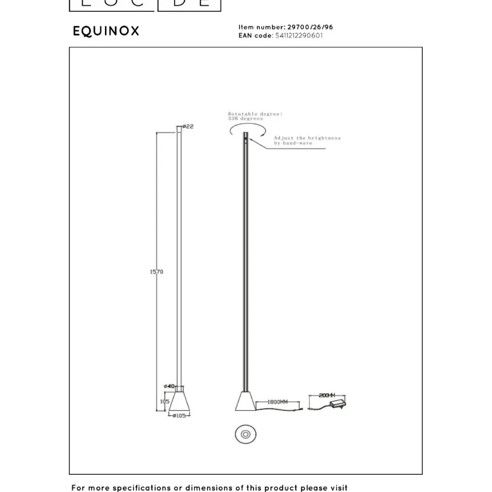 Lattiavalaisin Lucide Equinox, 10.5x10.5cm, IP20, 26W, ruskea