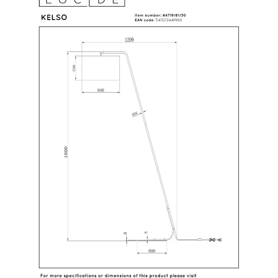 Lattiavalaisin Lucide Kelso, 48x120.9cm, IP20, musta