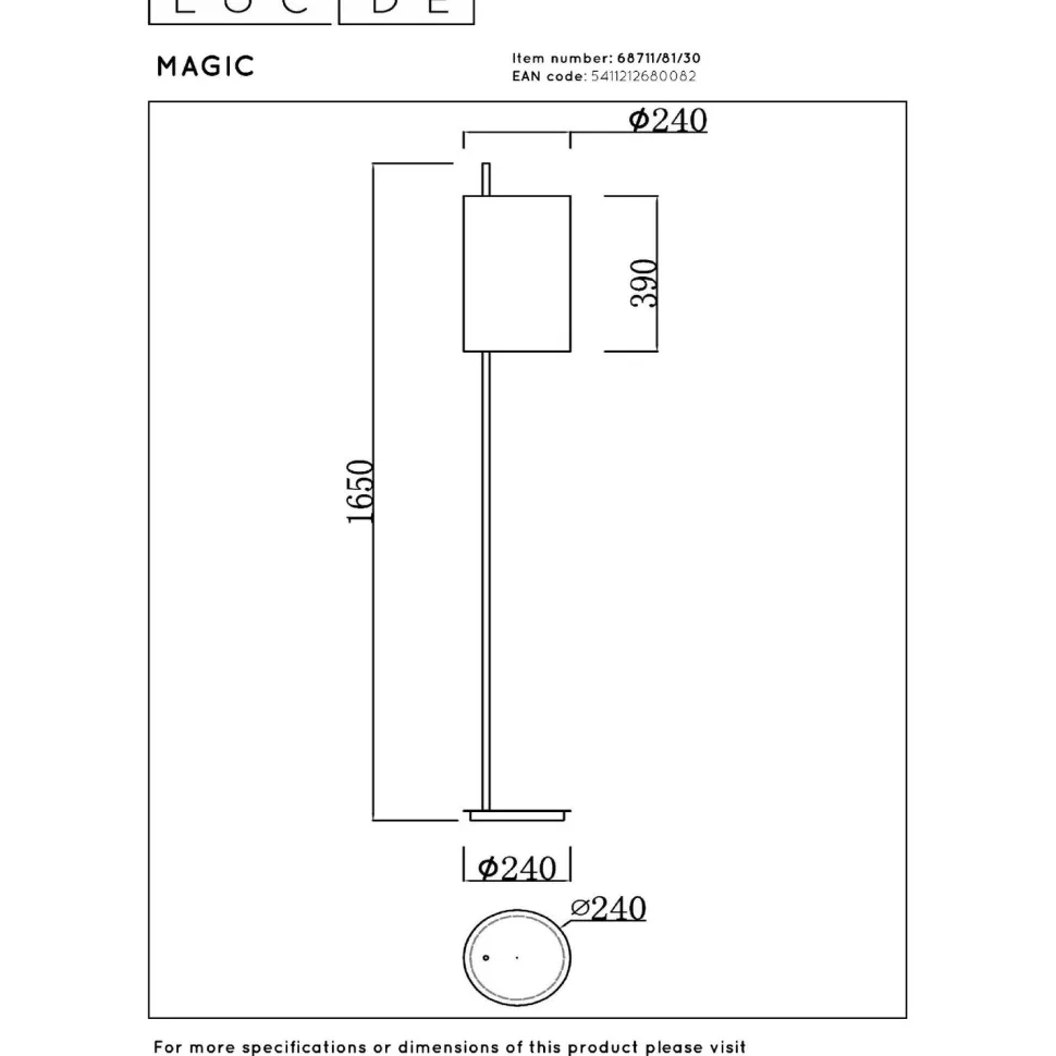 Lattiavalaisin Lucide Magic, Ø24cm, IP20, E27, musta