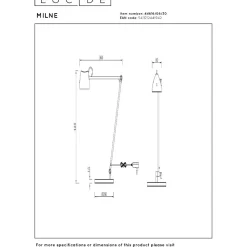 Lattiavalaisin Lucide Milne, 38x16cm, IP20, 8W, musta