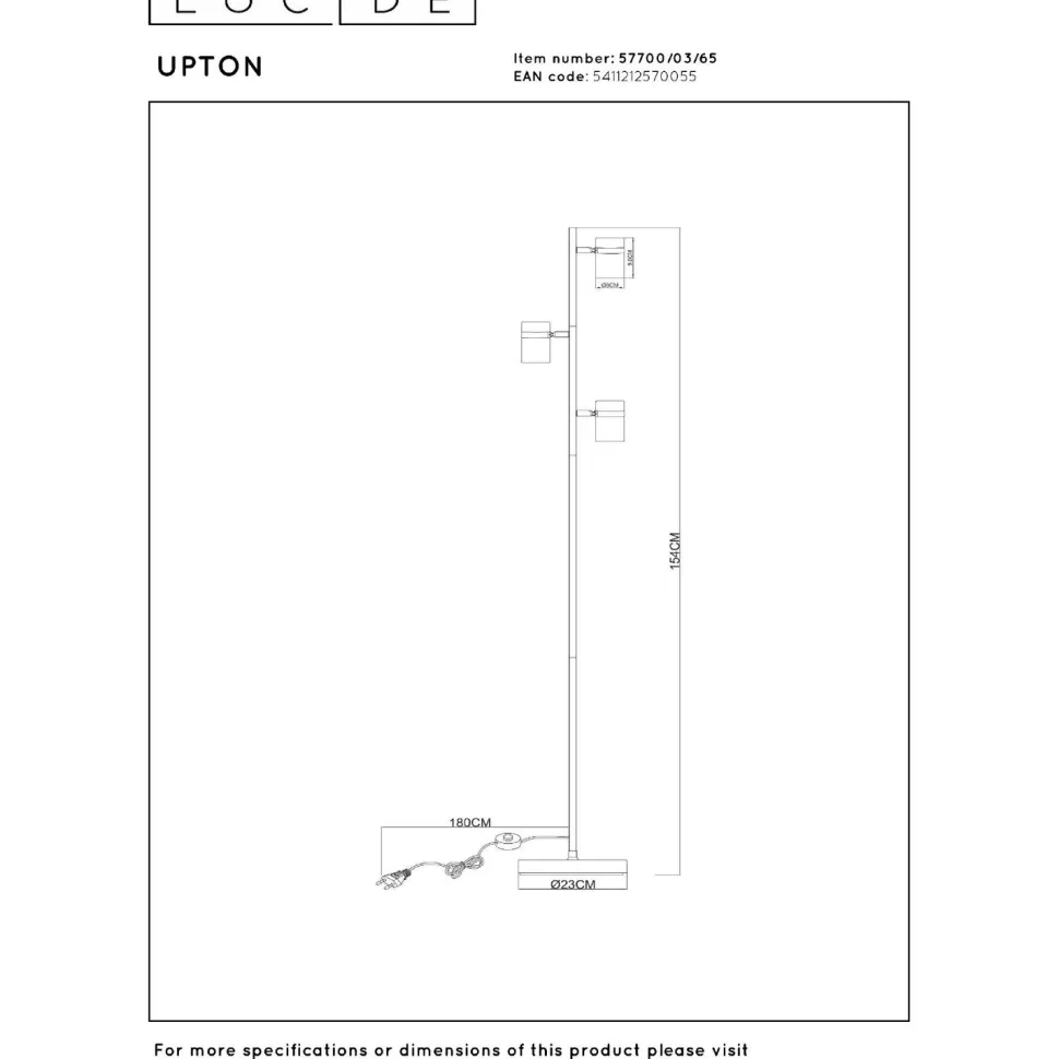 Lattiavalaisin Lucide Upton, 23x23cm, IP20, harmaa