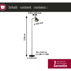 Lattiavalaisin Paulmann Juna, 158cm, E14, max. 20W, metalli