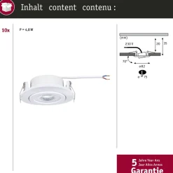 LED-alasvalo Paulmann Ø82mm kääntyvä 70° 4.8W 10x450lm himmennettävä 3000K valkoinen, 10kpl/pkt