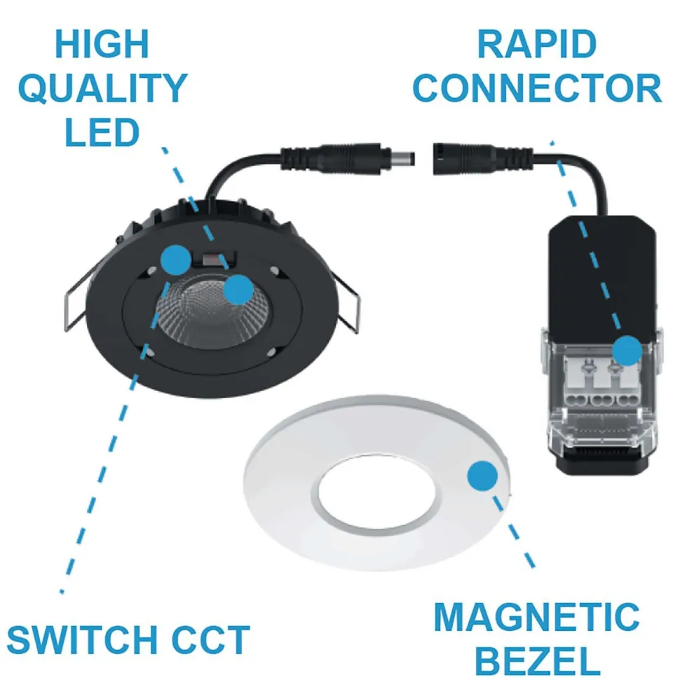 LED-alasvalo FocusLight Halo, 3 CCT, IP65/IP20, valkoinen